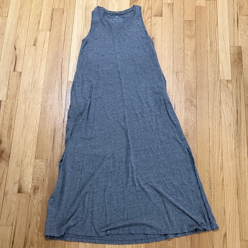 Free Fly Heather Gray Cotton Sleeveless Tank Dress with Pockets Sz S